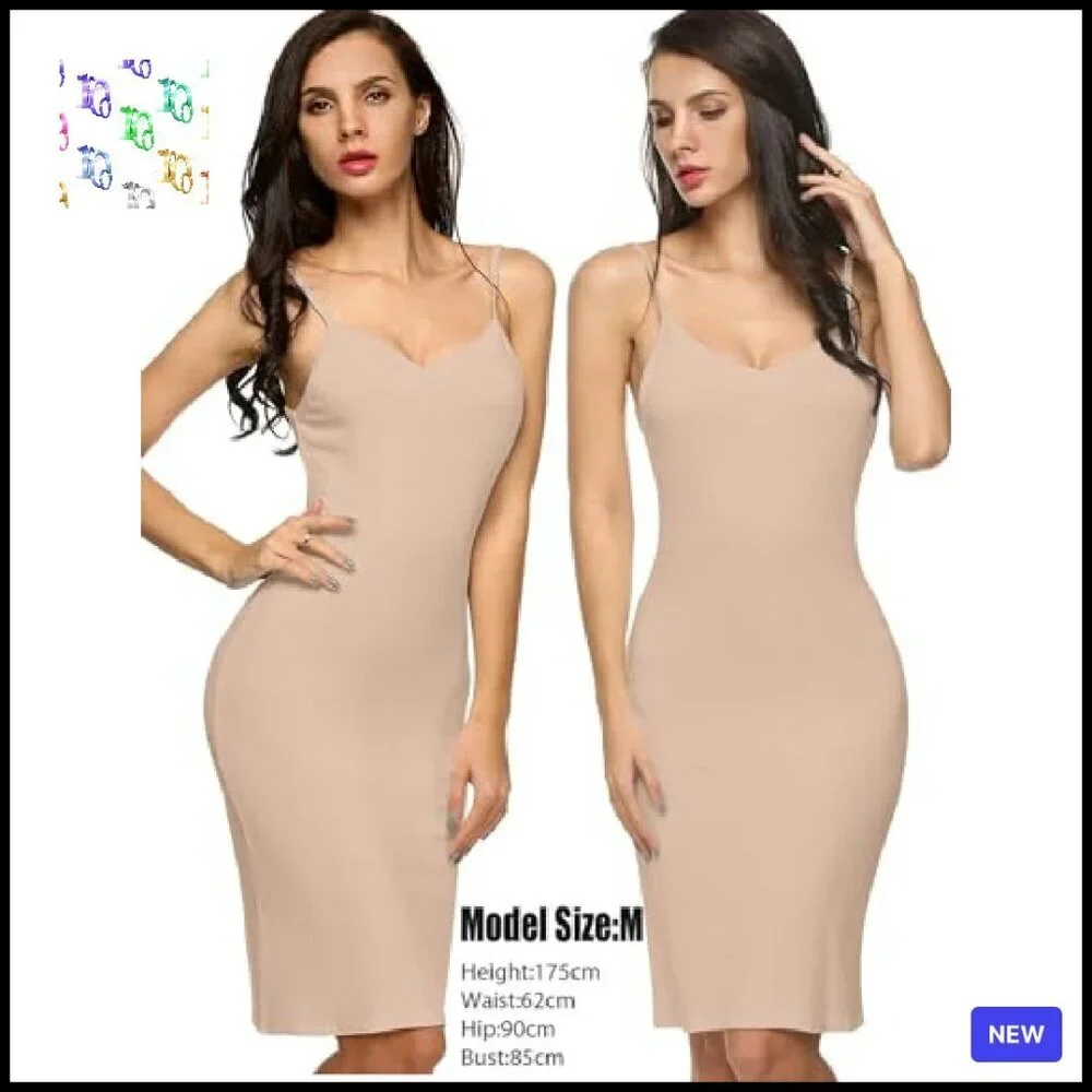 Elegant V-Neck Slip Dress Minimal Chic Adjustable Straps Evening Party Wear - Picture 3 of 8